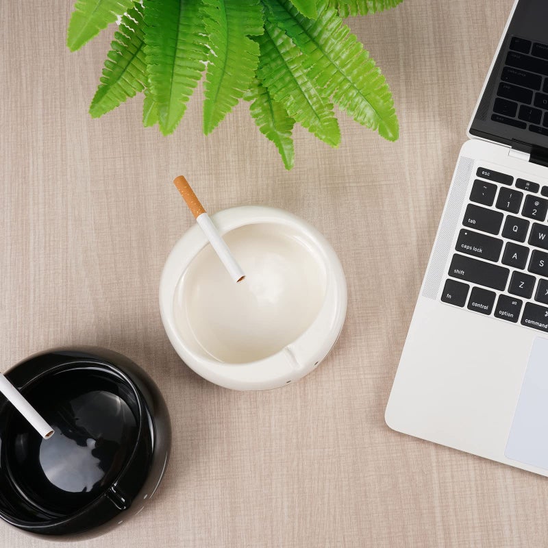Koolkatkoo Cute Cat Ashtray Indoor or Outdoor Use Ceramic Ash Holder for Smokers Girls Women Decorative Ashtrays for Home Office Cat Lover Ash Tray Black and White - Image 4